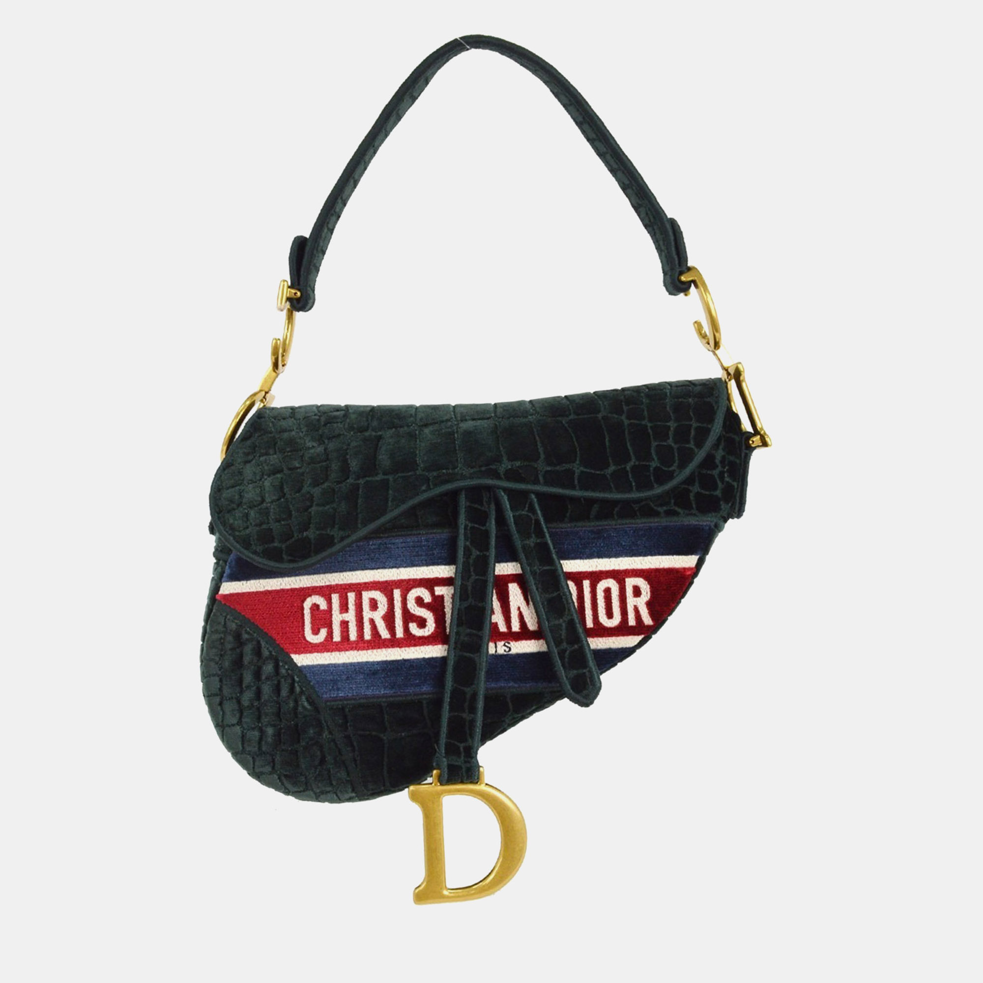 

Dior Saddle Green Velvet Bag