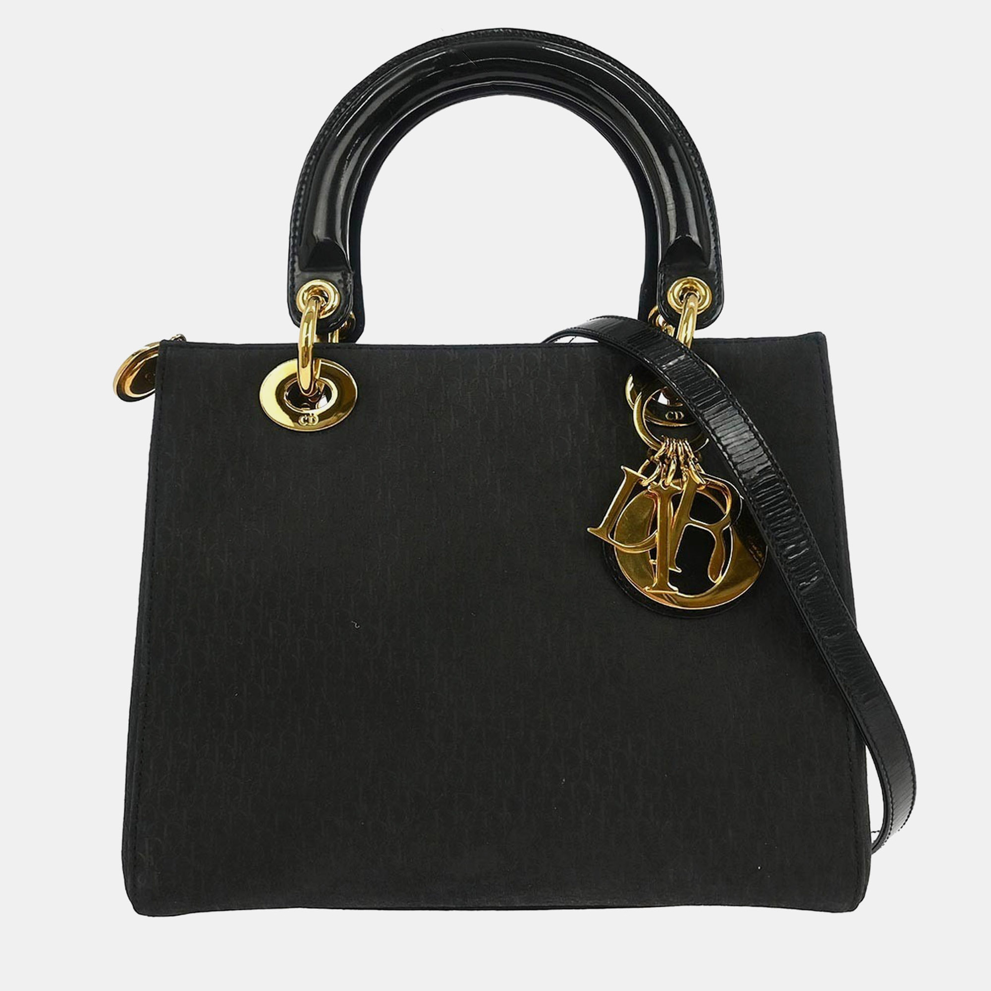 

Dior Lady Dior Trotter Black Suede Top Handle Bag