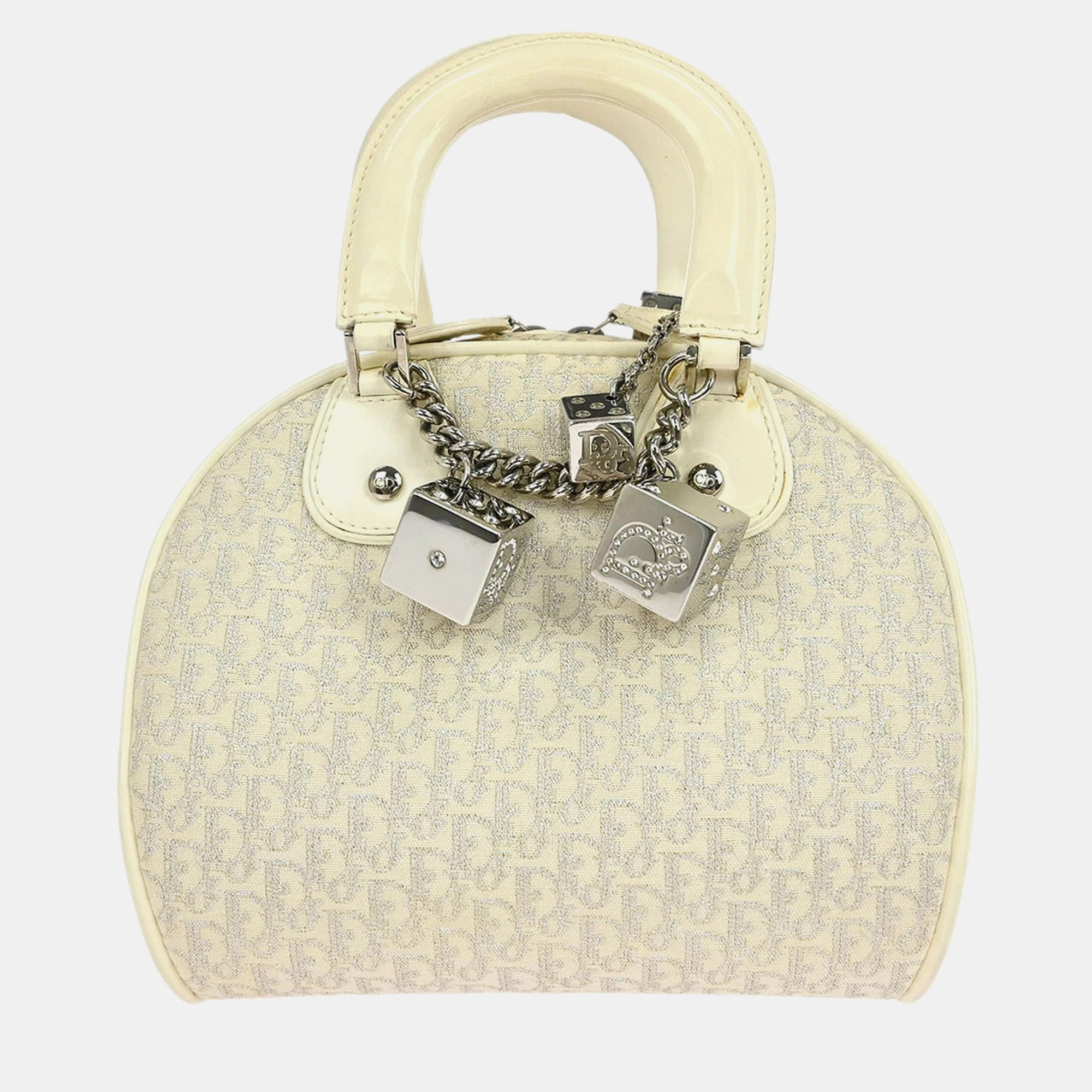 

Dior Gambler Dice Trotter White Canvas Top Handle Bag
