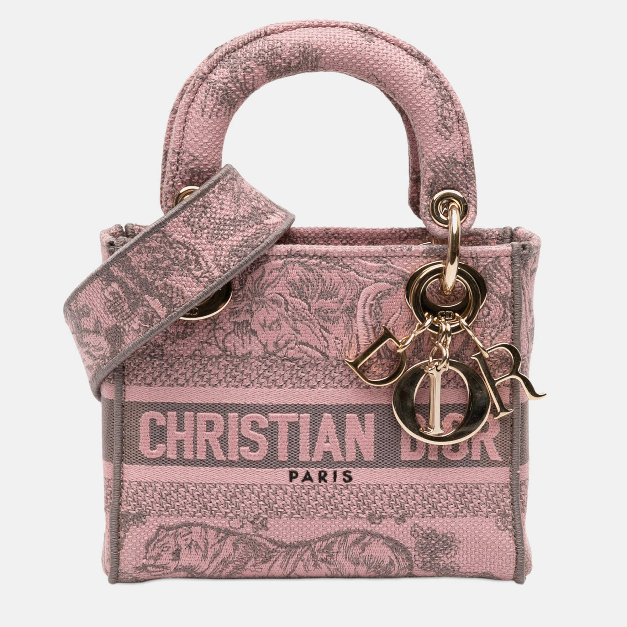 

Dior Pink Mini Embroidered Canvas Toile De Jouy Lady D Lite