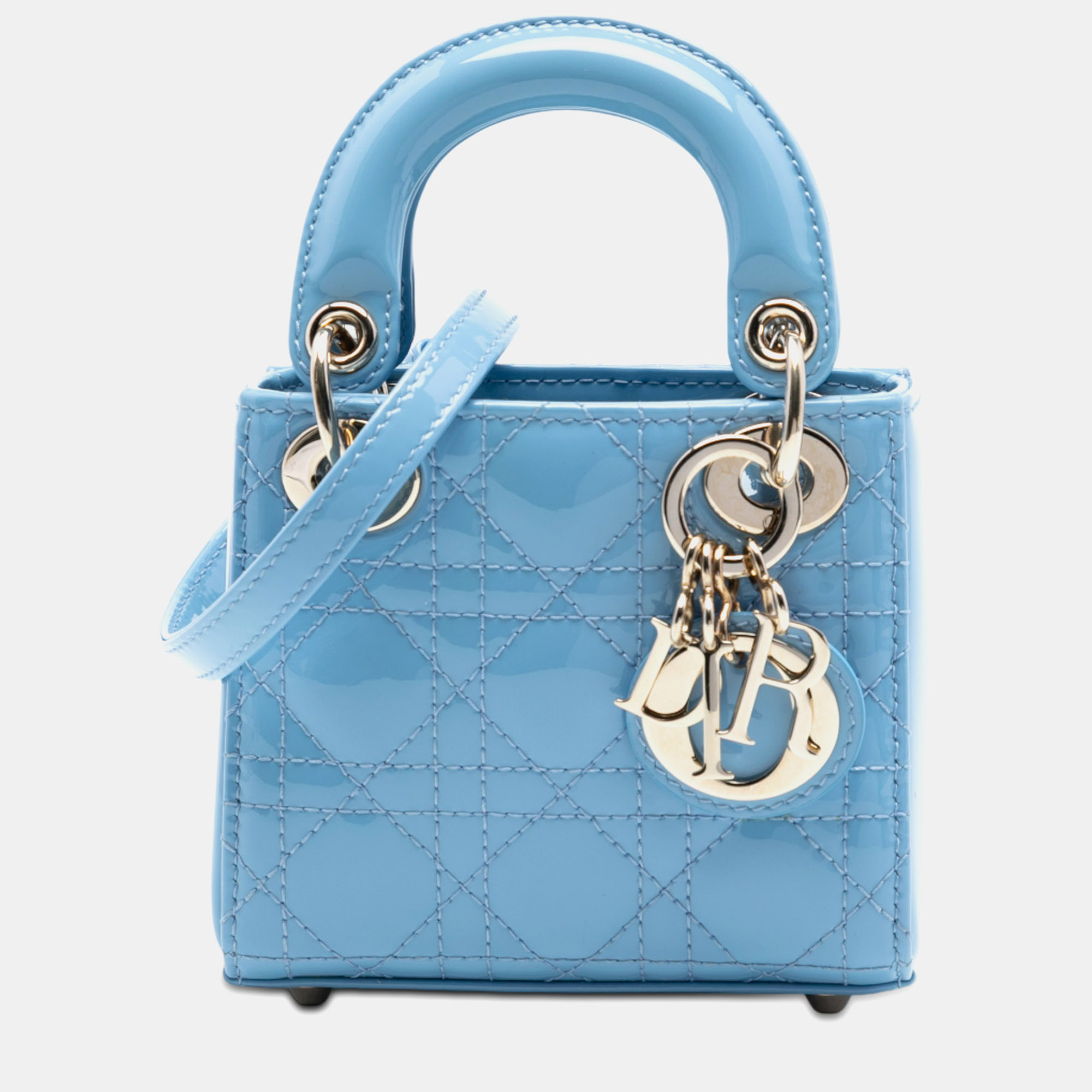 

Dior Blue Micro Patent Cannage Lady Dior