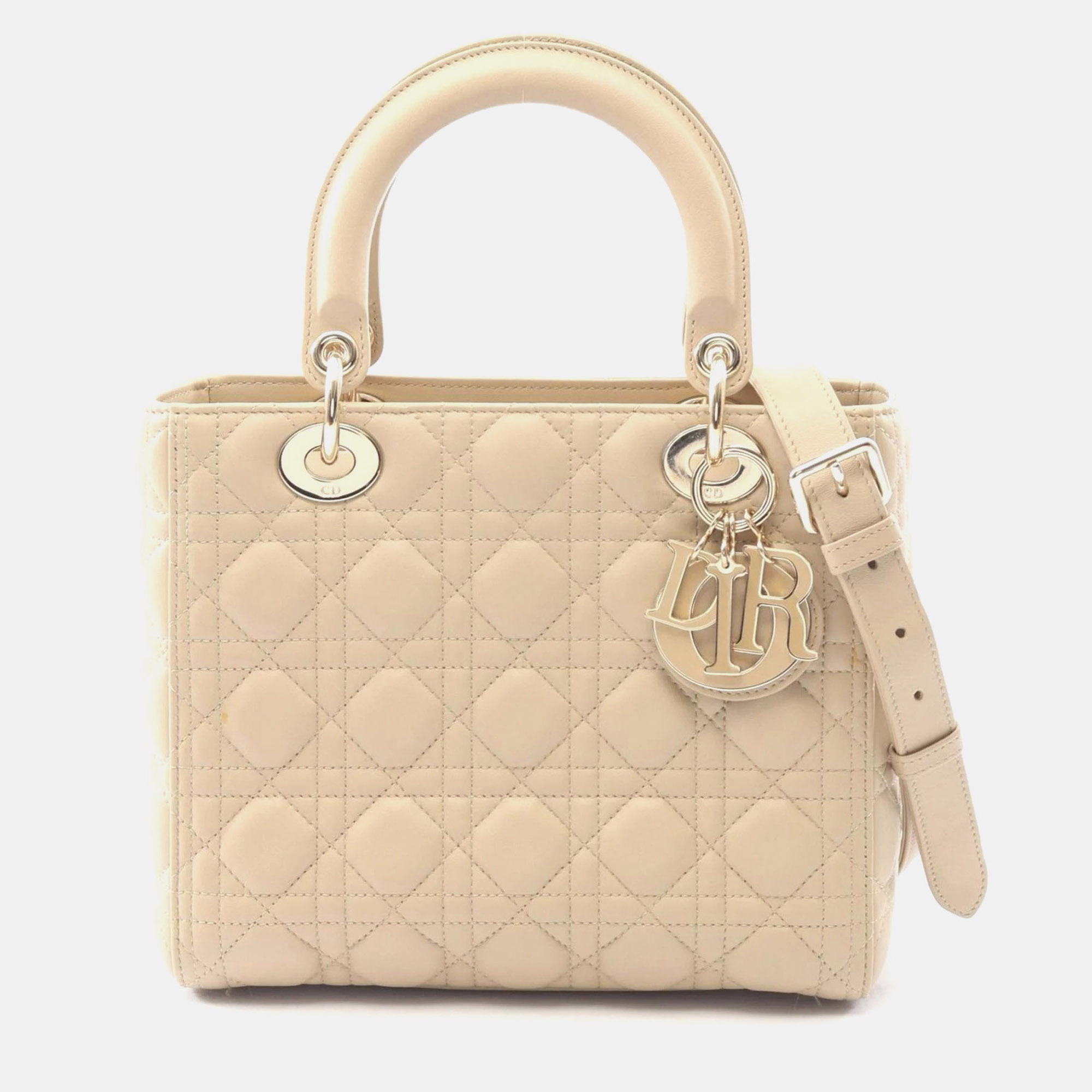 

Christian Dior Dior Lady My Abc Cannage Handbag Leather Beige
