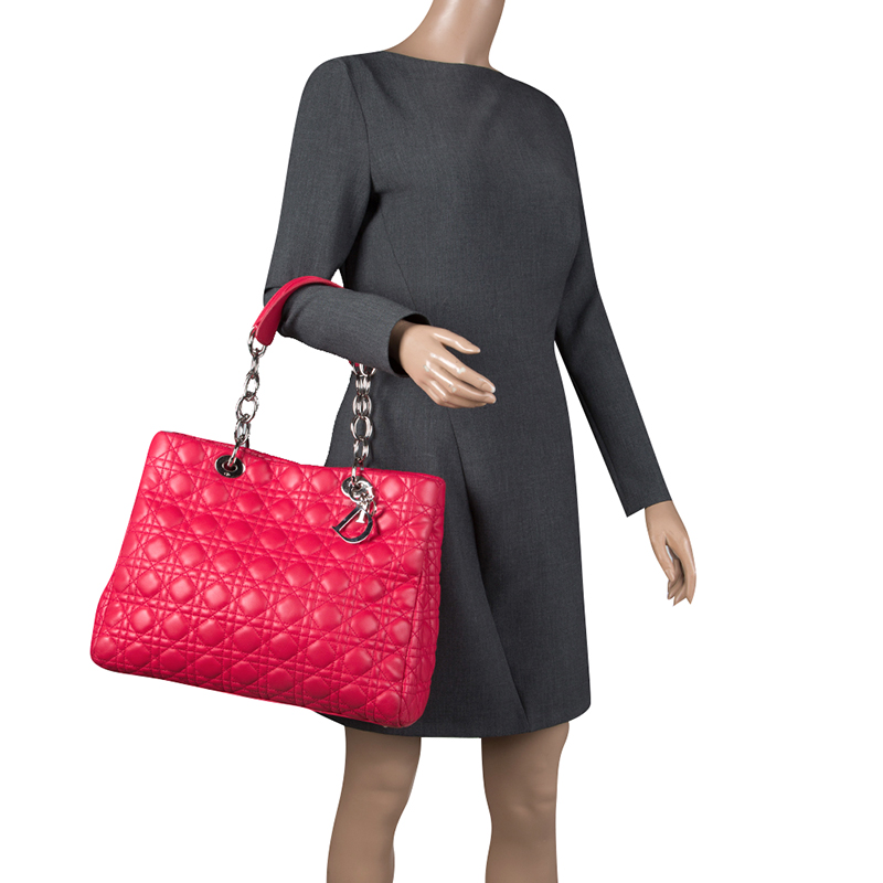 

Dior Red Cannage Soft Leather  Shopping Tote