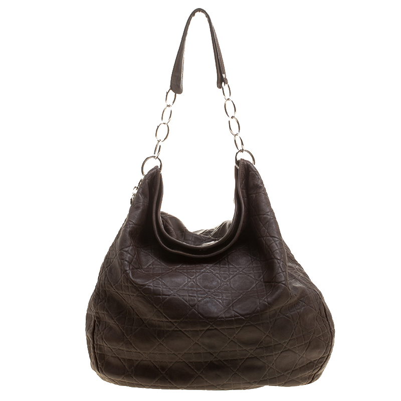 Dior Brown Cannage Soft Leather Large Hobo