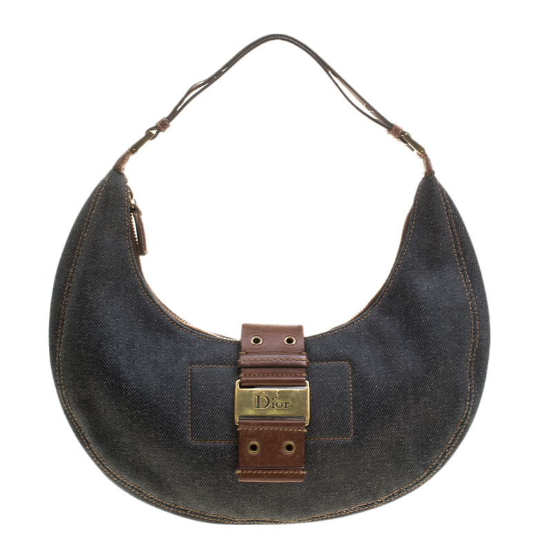 Pre Owned Dior Blue Denim Hobo