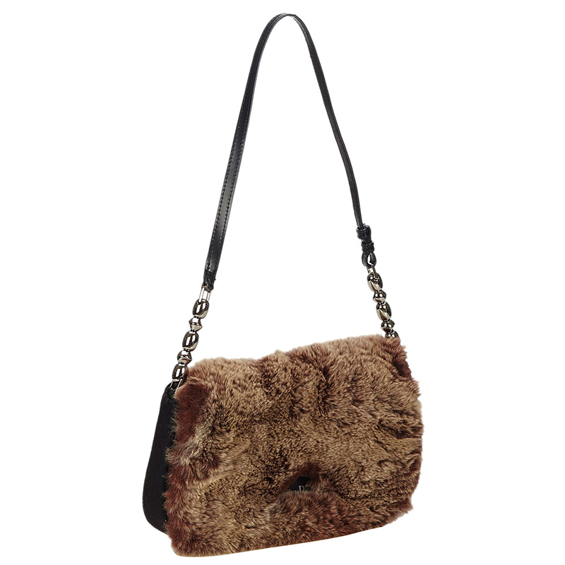 

Dior Bicolor Fur/Canvas Malice Shoulder Bag, Multicolor