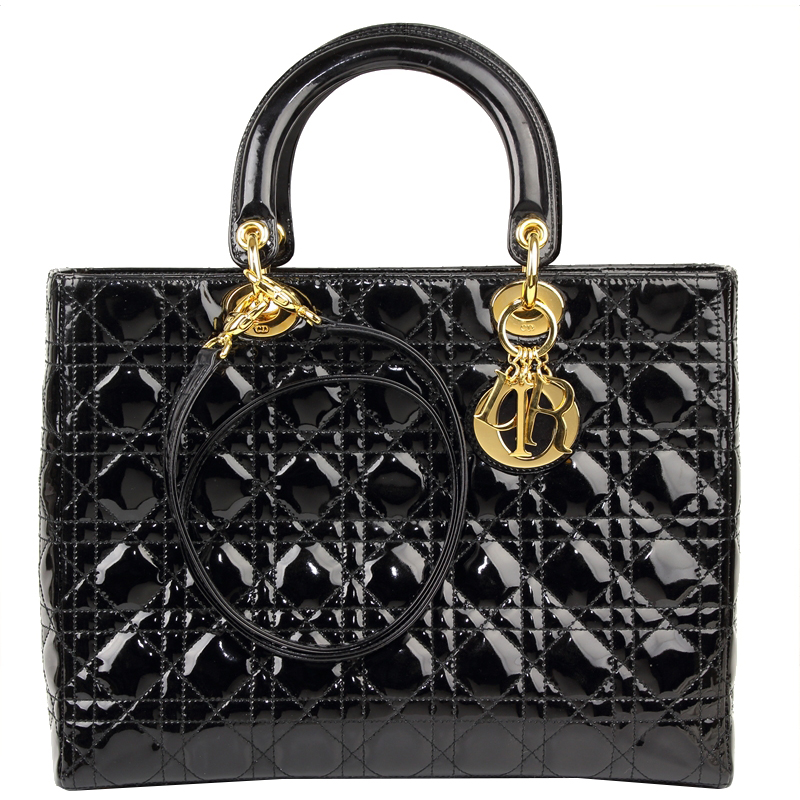 lady dior black patent leather