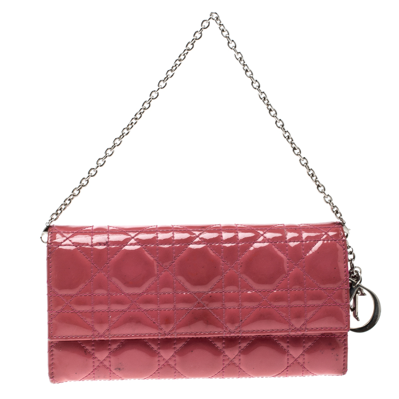 Dior Pink Cannage Patent Leather Wallet on Chain Dior | TLC
