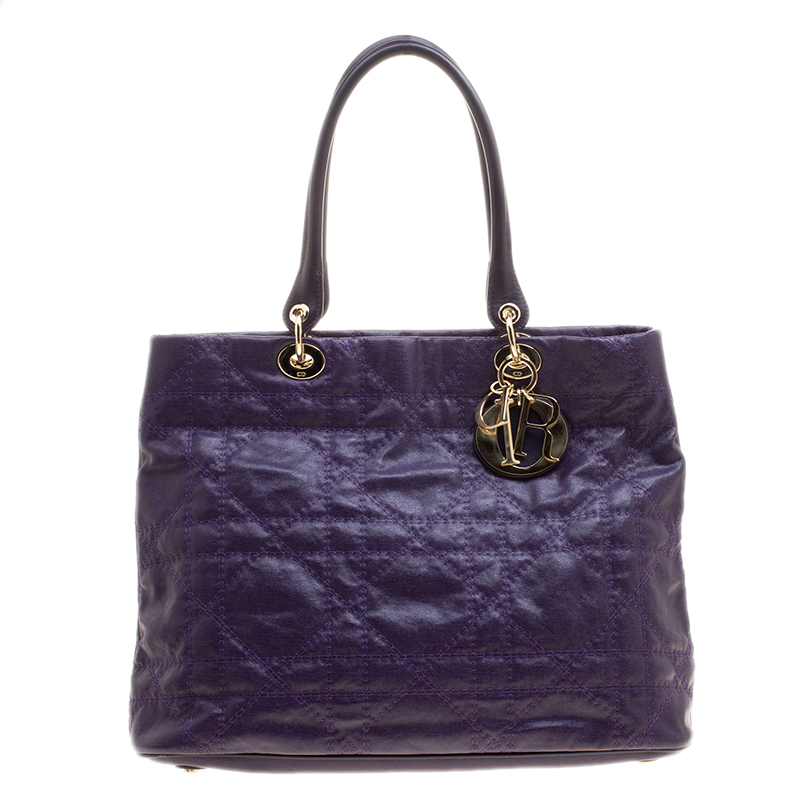 مملوكة مسبقًا Dior Purple Quilted Nylon Lady Dior Tote