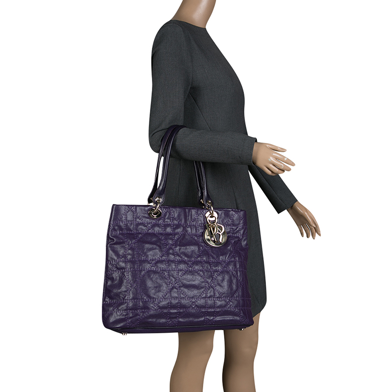 

Dior Purple Quilted Nylon Lady Dior Tote