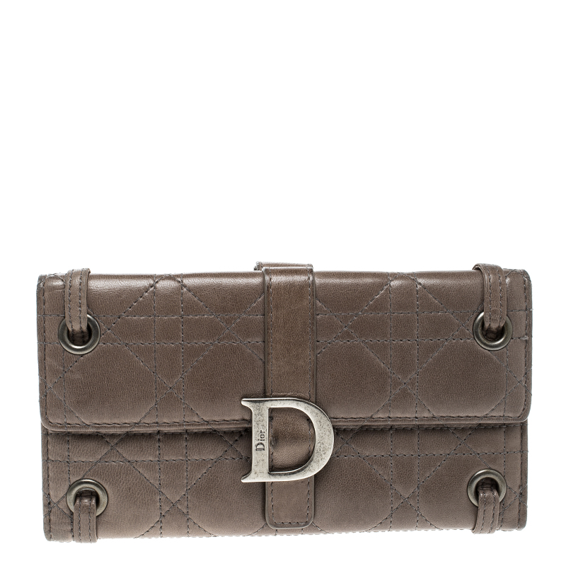 Dior Beige Cannage Leather Long Wallet