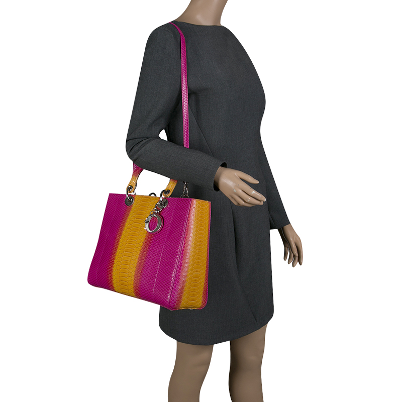 

Dior Multicolor Python  Lady Dior Tote