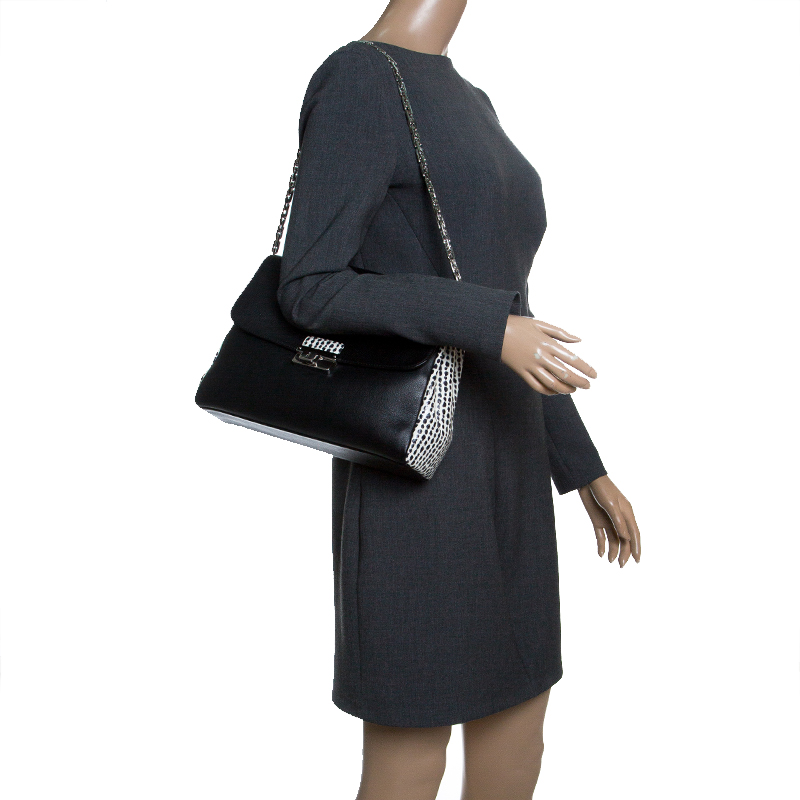 

Dior Off Black/White Leather Large Diorling Shoulder Bag