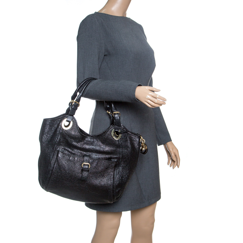 

Dior Black Cannage Leather Bee Tote