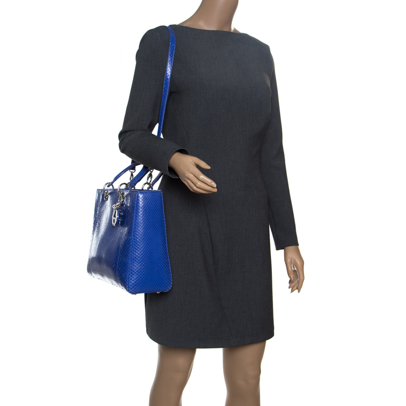 

Dior Blue Python  Lady Dior Tote