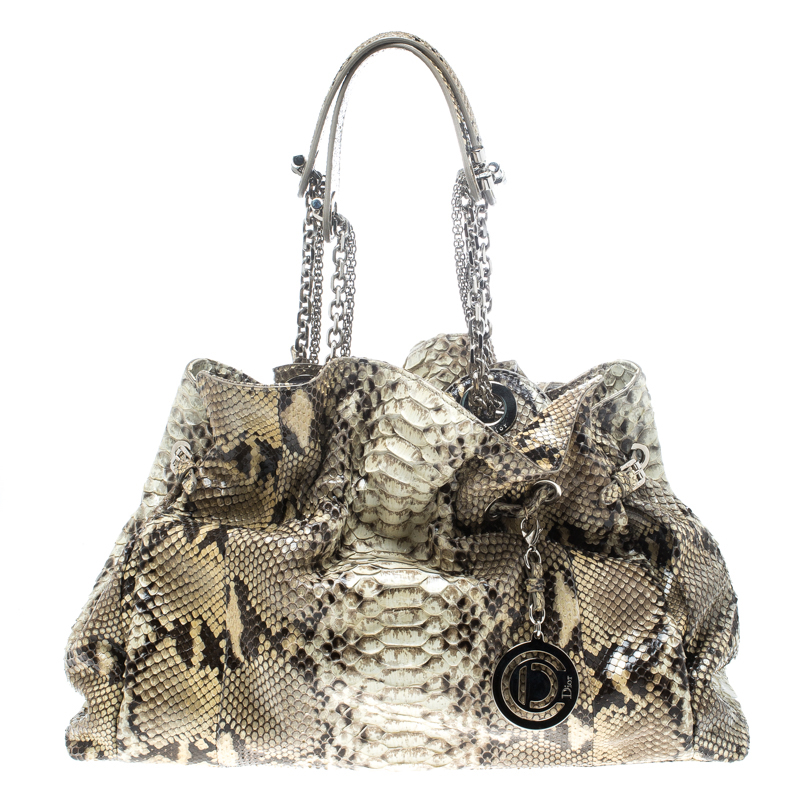 Pre Owned Dior Beige Python Le Trente Hobo