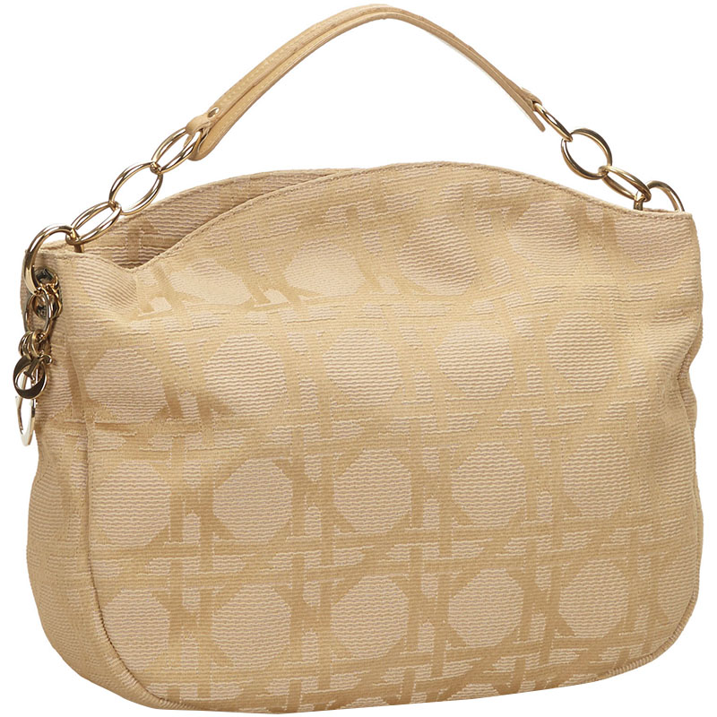 

Dior Beige Cannage Printed Jacquard Hobo