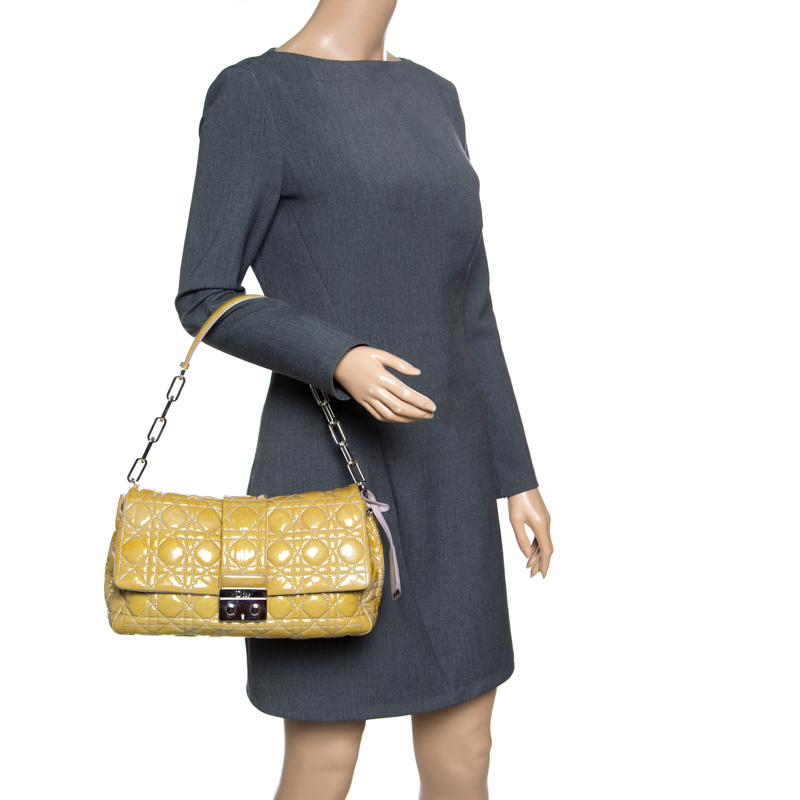 

Dior Mustard Cannage Leather New Lock Flap Bag, Yellow