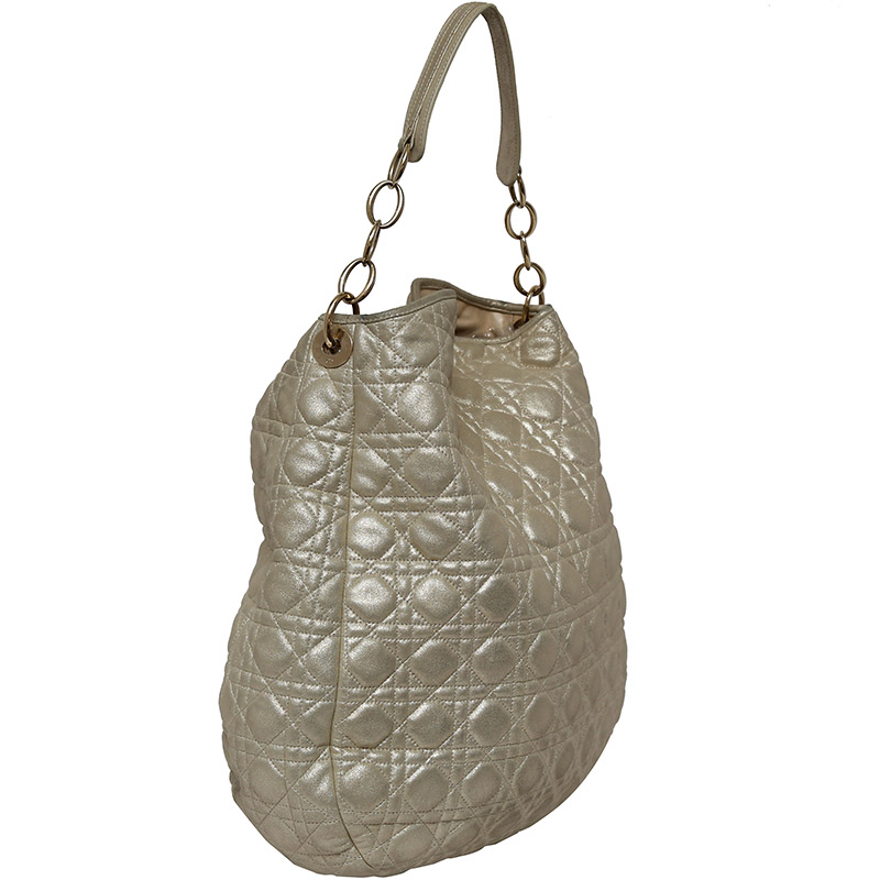 

Dior Gold Cannage Quilted Leather Hobo