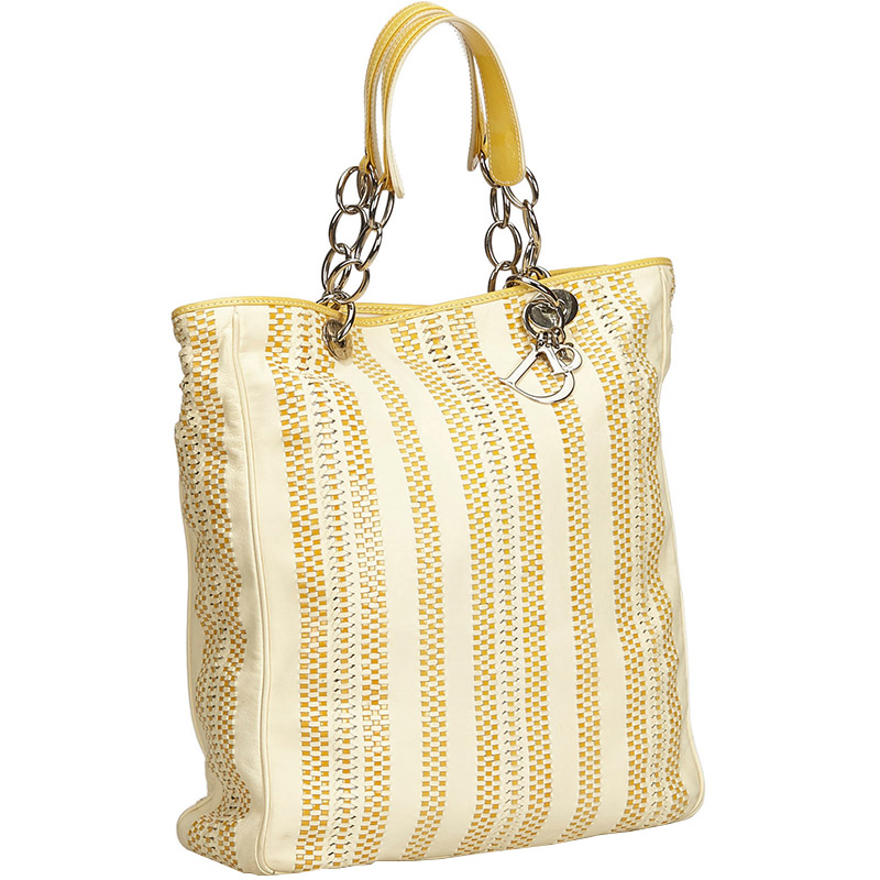 

Dior Beige Woven Leather Soft Shopper Tote Bag