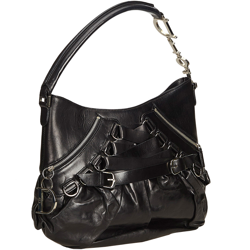 

Dior Black Leather Corset Hobo Bag