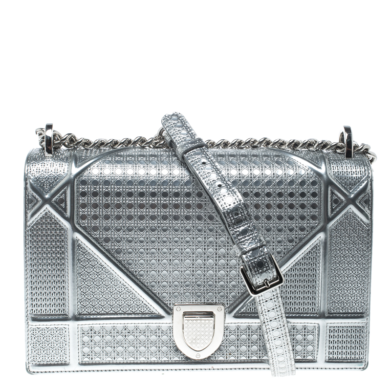Christian Dior Diorama Flap Bag Medium Silver Luxury Bags  Wallets on  Carousell