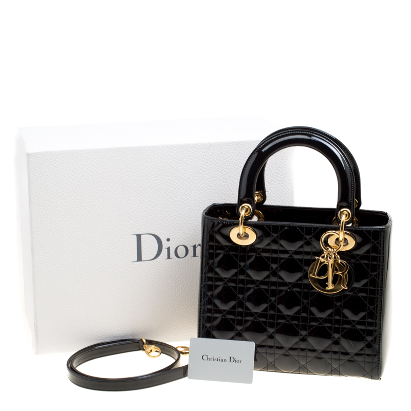 lady dior black patent leather