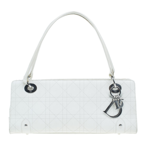 مملوكة مسبقًا Dior White Leather Lady Dior East/West Satchel
