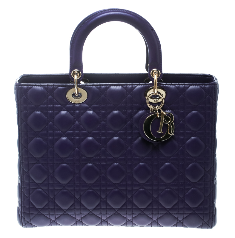 مملوكة مسبقًا Dior Purple Leather Large Lady Dior Tote