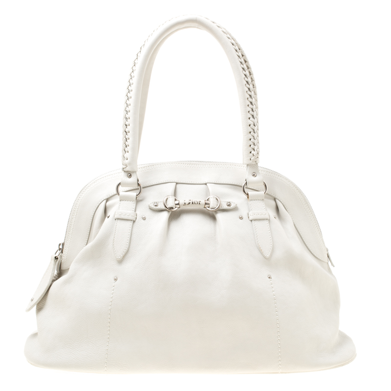 Buy Dior White Leather My Dior Frame Satchel 175569 at ...
