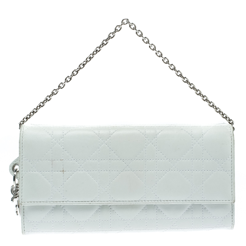 Dior White Cannage Leather Lady Dior 