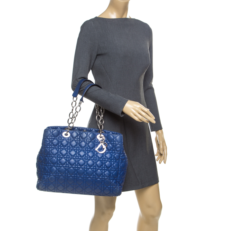 

Dior Blue Cannage Soft Leather  Shopper Tote