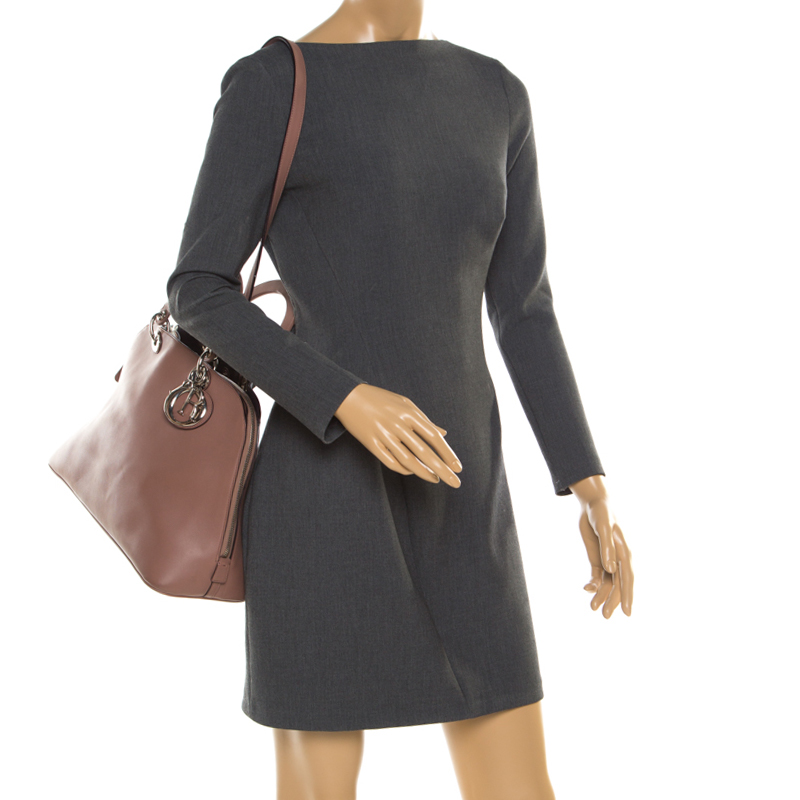 

Dior Dark Beige Leather Diorissimo Dome Bag