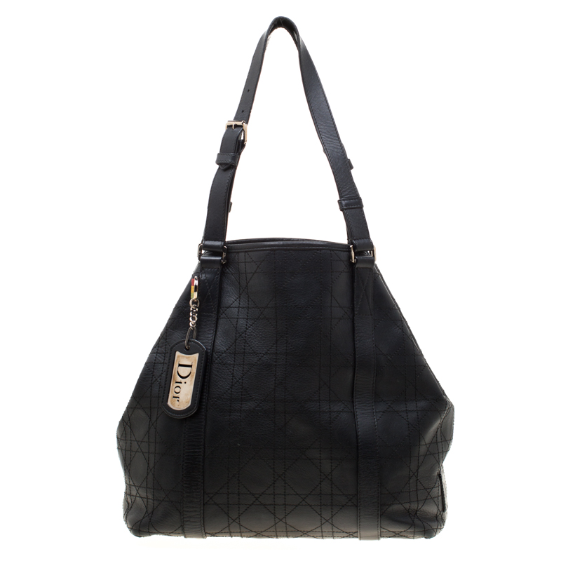 Dior Black Cannage Leather Shopper Tote