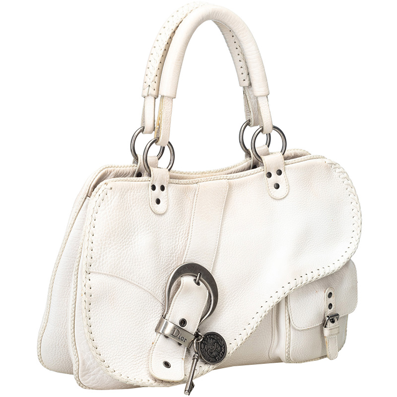 

Dior White Leather Gaucho Saddle Bag