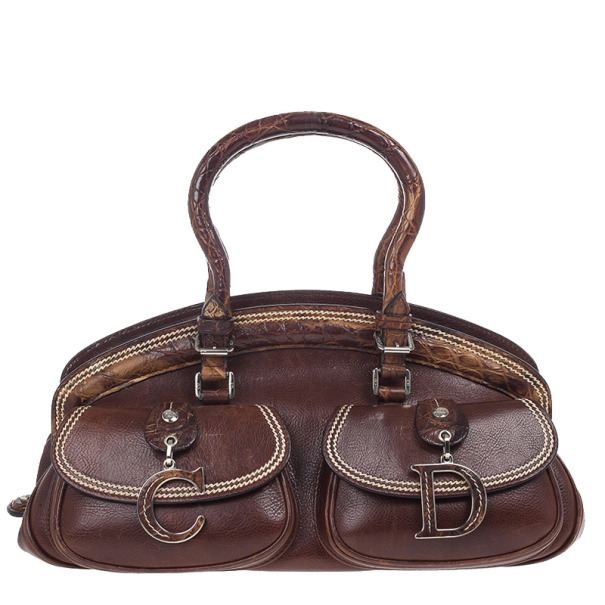 Pre Owned Dior Brown Leather Medium Detective Satchel Bag
