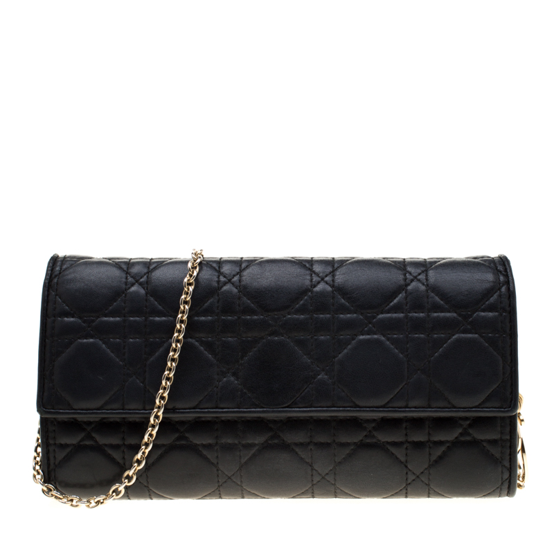Dior Black Cannage Leather Lady Dior Wallet on Chain Dior | The Luxury ...