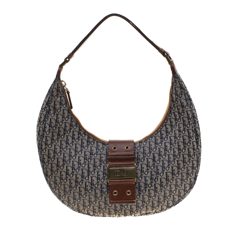 Pre Owned حقيبة ديور ستريت شيك جلد وكانفاس ديوريسيمو بنية/ زرقاء