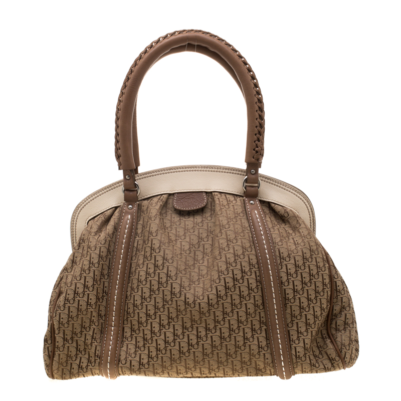 Pre Owned Dior Beige Diorissimo My Dior Frame Satchel