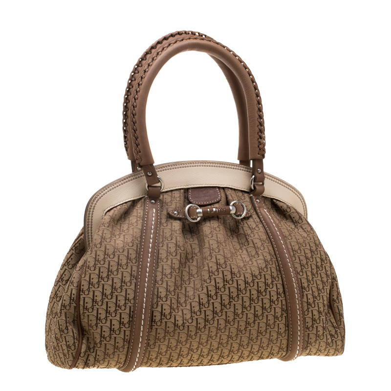 Pre Owned Dior Beige Diorissimo My Dior Frame Satchel