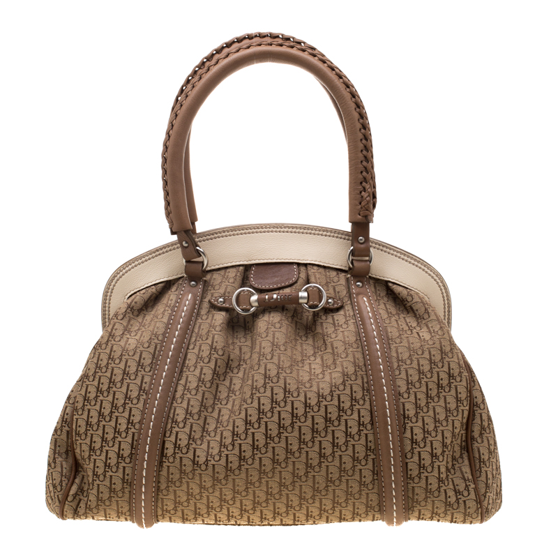 Pre Owned Dior Beige Diorissimo My Dior Frame Satchel