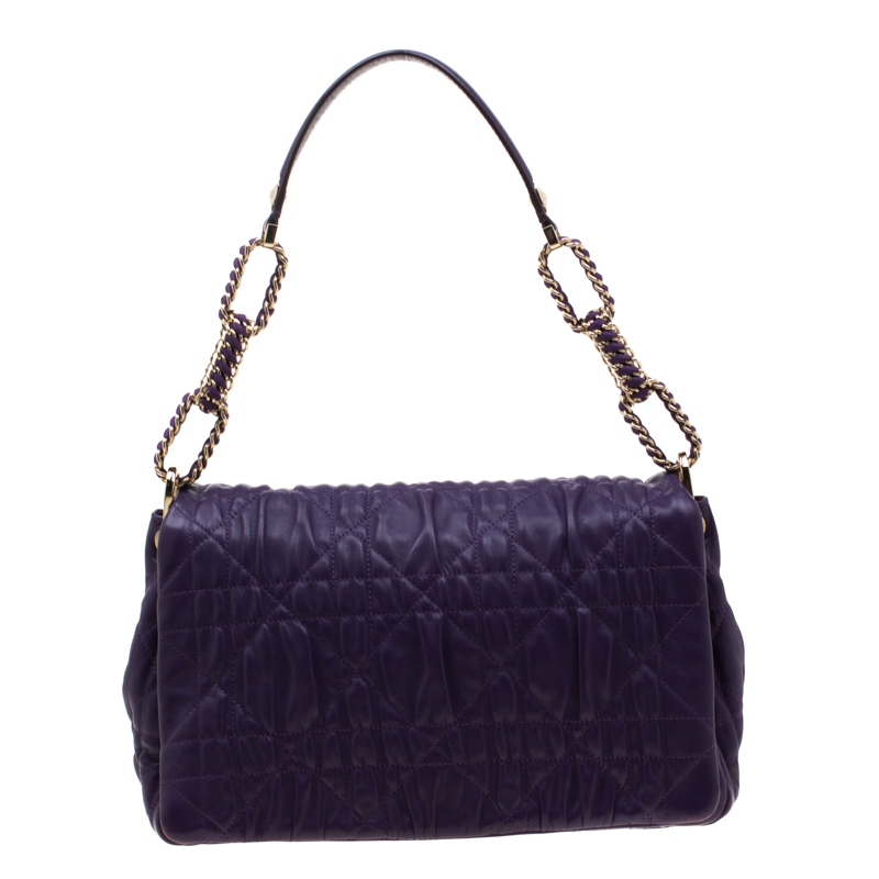 Dior Purple Cannage Leather Delidior Flap Shoulder Bag