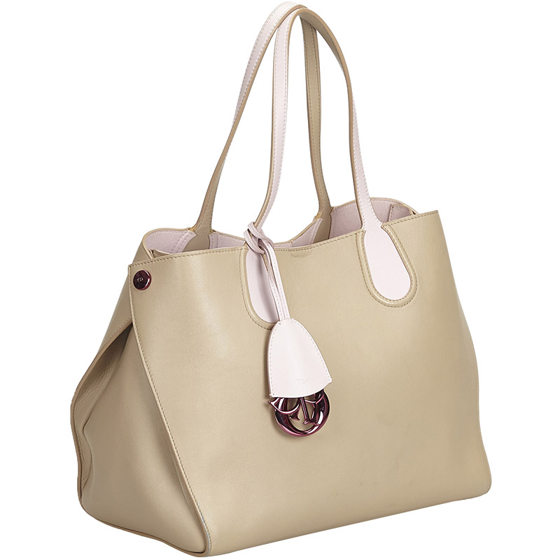 

Christian Dior Biege/White Leather Addict Tote Bag, Beige