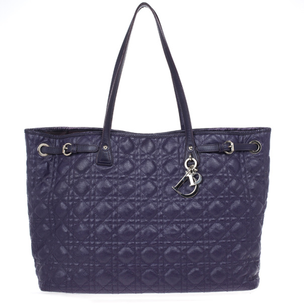 مملوكة مسبقًا Christian Dior Purple Coated Canvas ‘Panarea’ Medium Tote