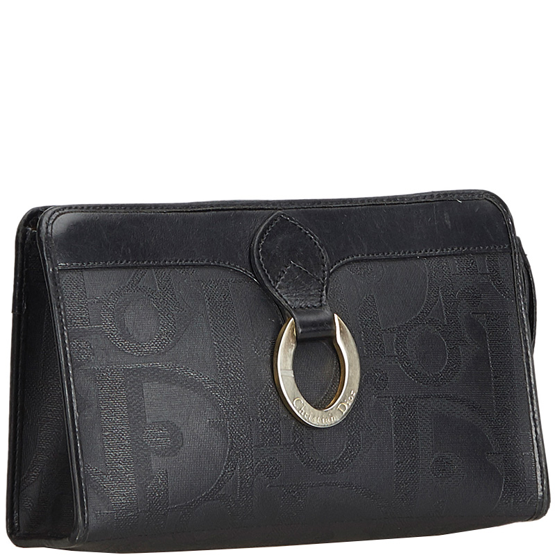 

Christian Dior Black Oblique Coated Canvas and Leather Clutch Bag