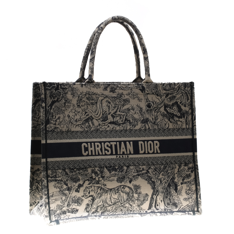 Dior Bags | Dior Toile de Jouy Book Tote Gray Medium | Color: Cream/Gray | Size: Os | Poshwardrobe's Closet