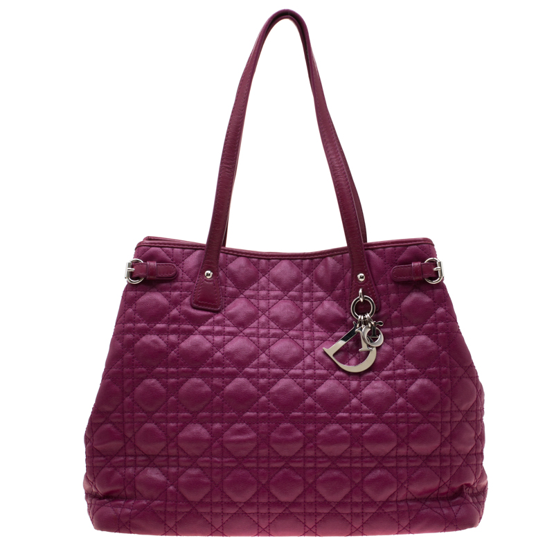 Pre Owned حقيبة ديور باناريا شوبر كانفاس مقوى متوسطة فوشيا