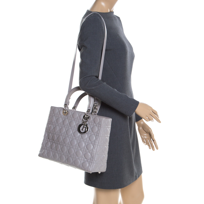 

Dior Grey Leather  Lady Dior Tote