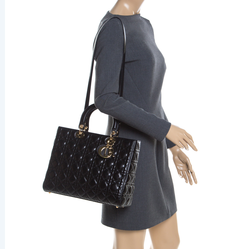 

Dior Black Cannage Leather Large Lady Dior Tote
