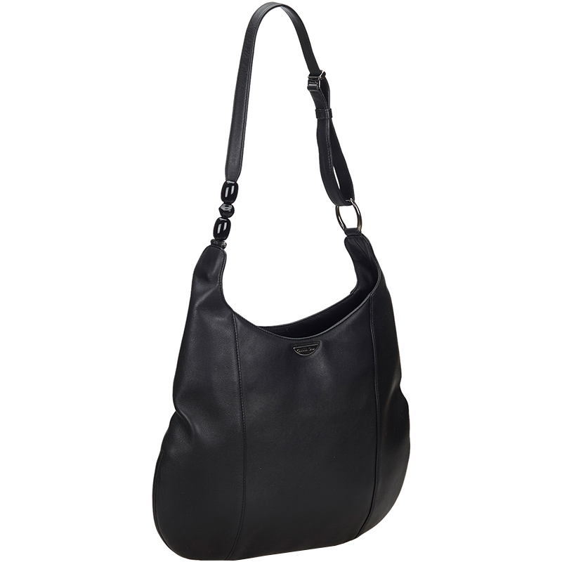 

Dior Black Leather Malice Pearl Hobo Bag